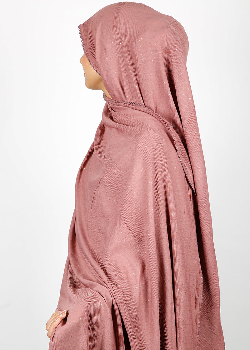 BeingMuslims Textured Mildly Sparkling Onion Pink Hijab