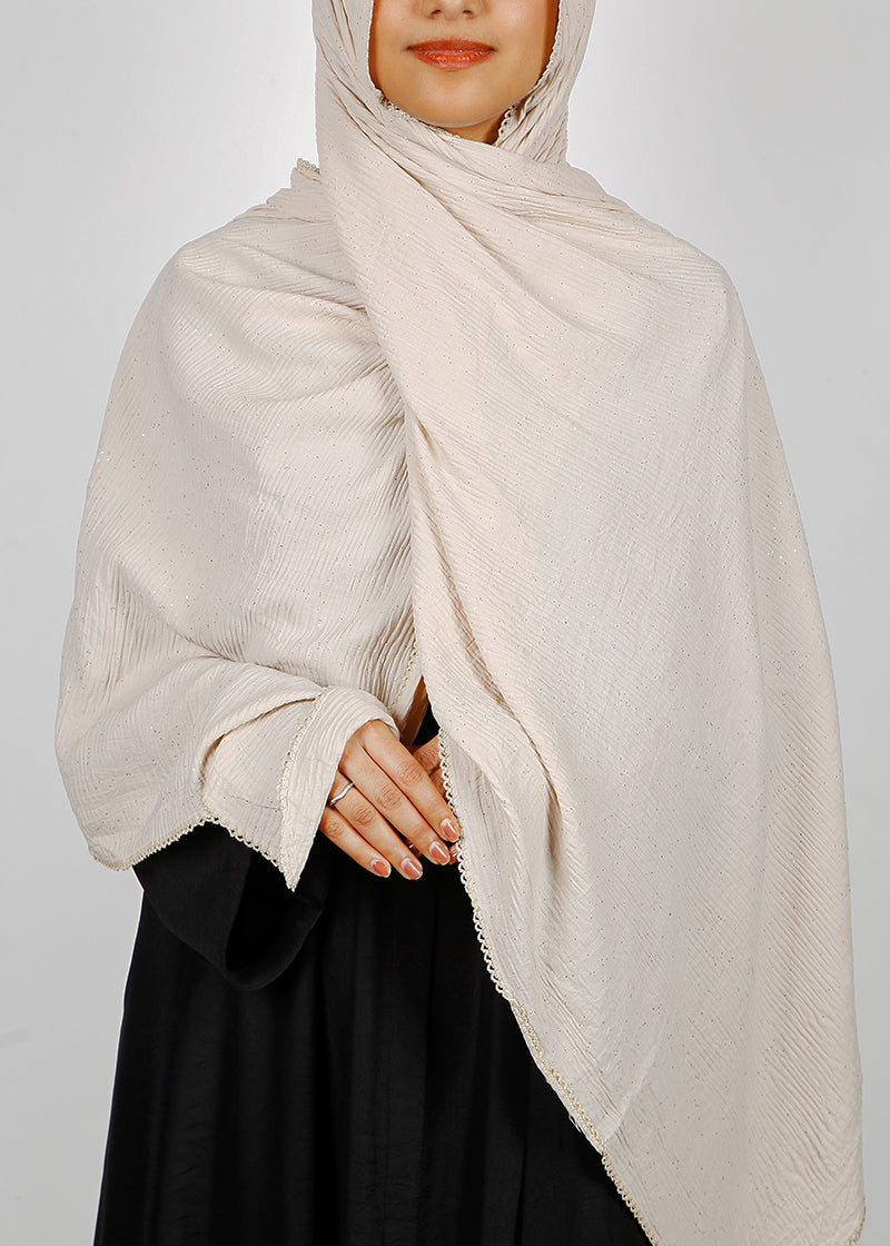 BeingMuslims Textured Sparkling Almond Hijab