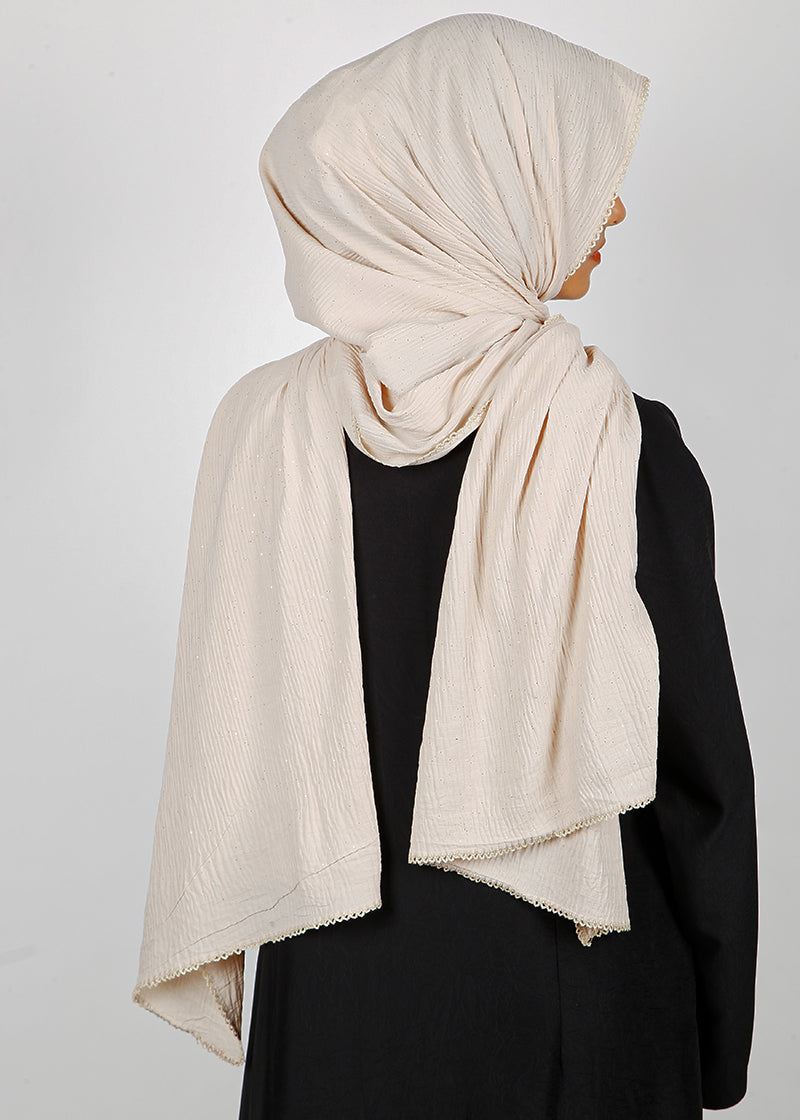 BeingMuslims Textured Sparkling Almond Hijab