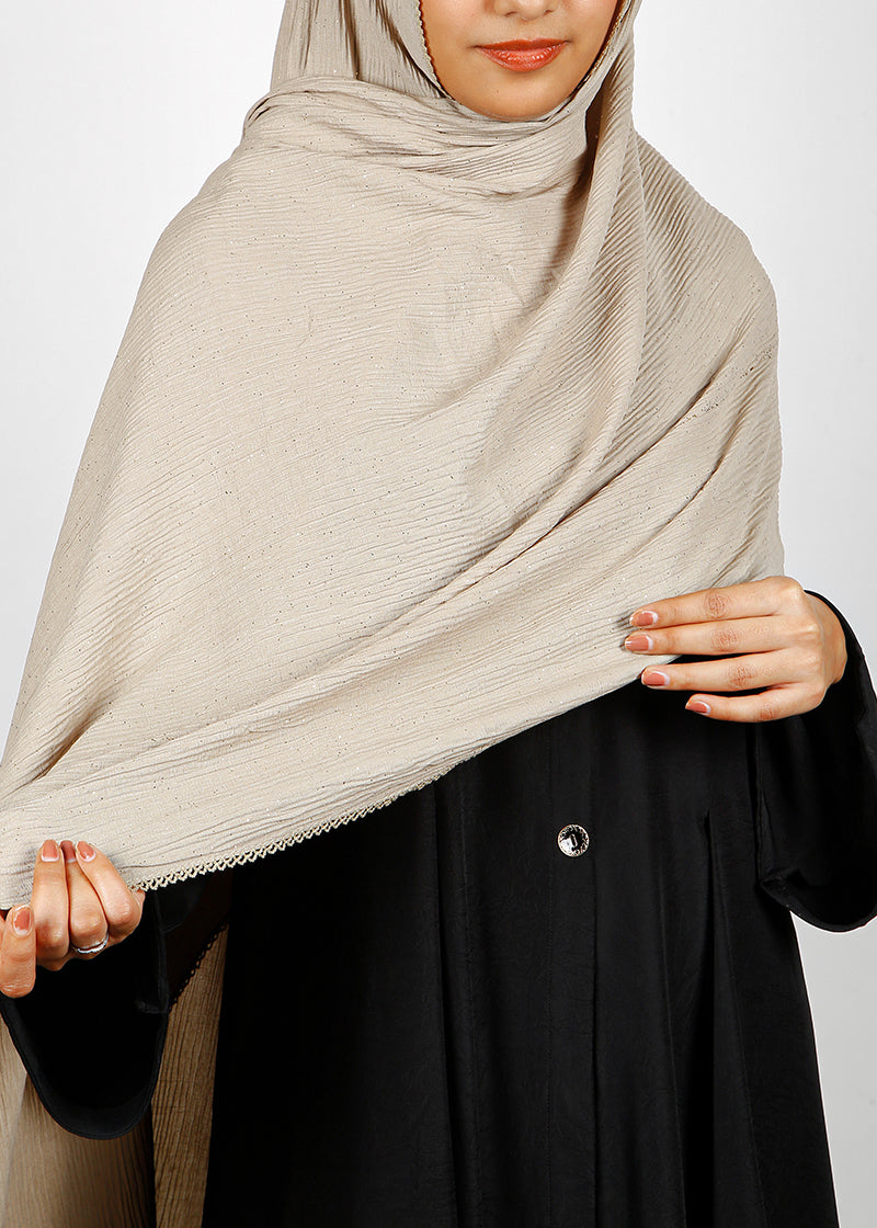 BeingMuslims Textured Sparkling Beige Hijab