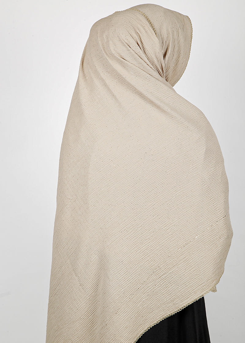 BeingMuslims Textured Sparkling Beige Hijab