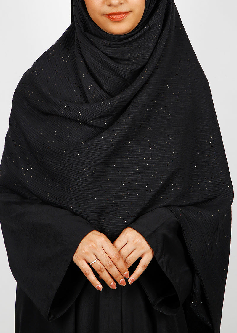 BeingMuslims Textured Sparkling Black Hijab