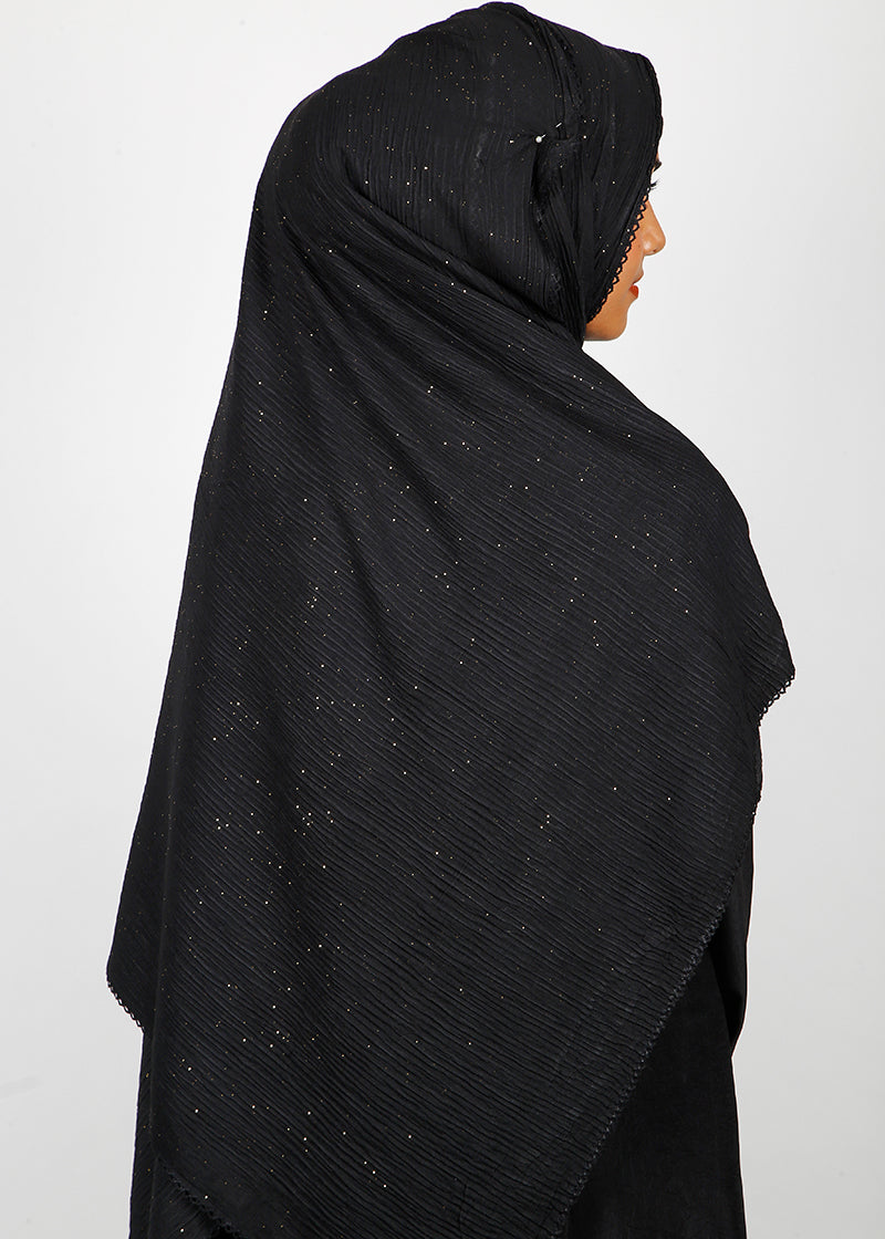 BeingMuslims Textured Sparkling Black Hijab