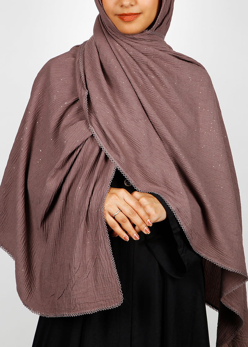 BeingMuslims Textured Sparkling Brown Hijab