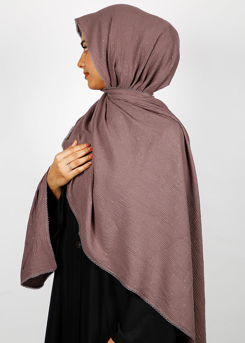 BeingMuslims Textured Sparkling Brown Hijab