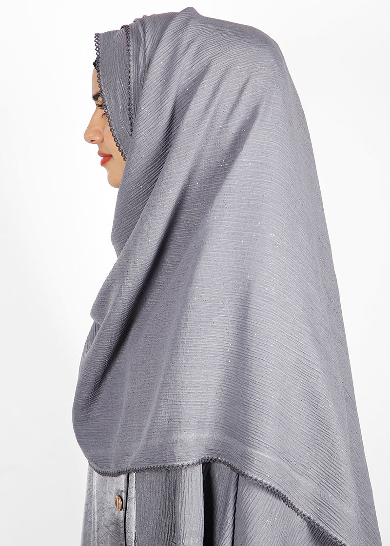BeingMuslims Textured Sparkling Grey Hijab
