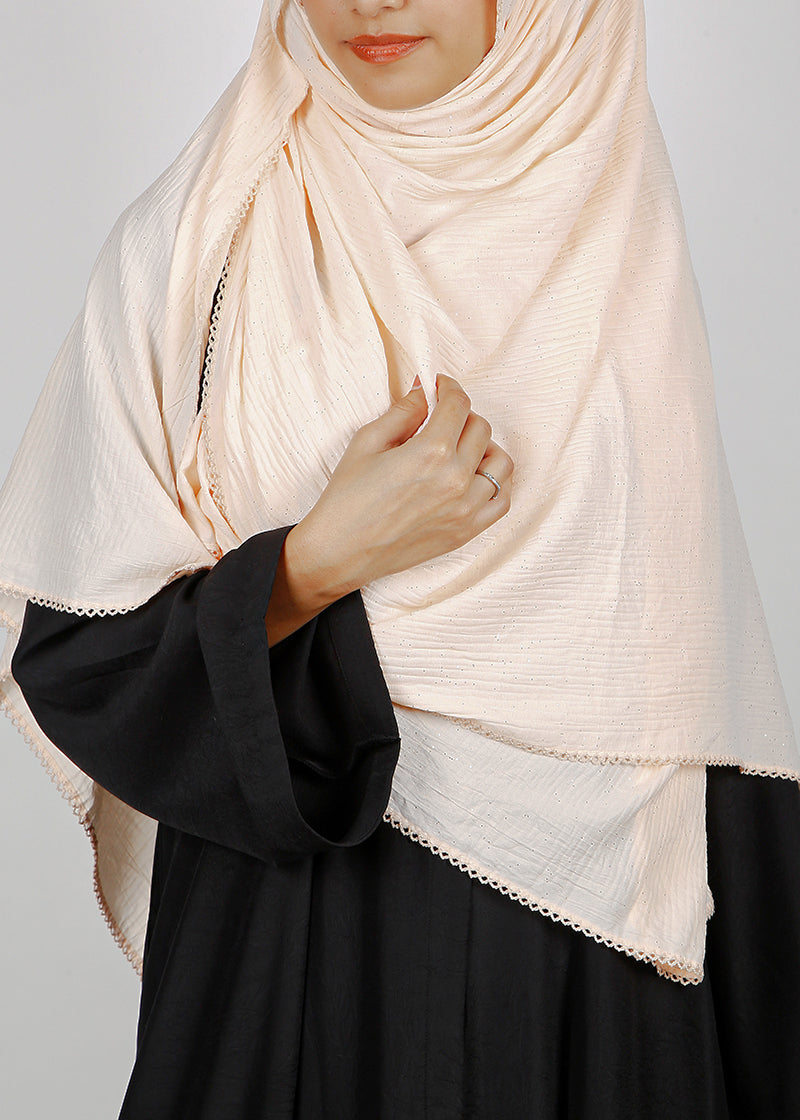 BeingMuslims Textured Sparkling Ivory Hijab