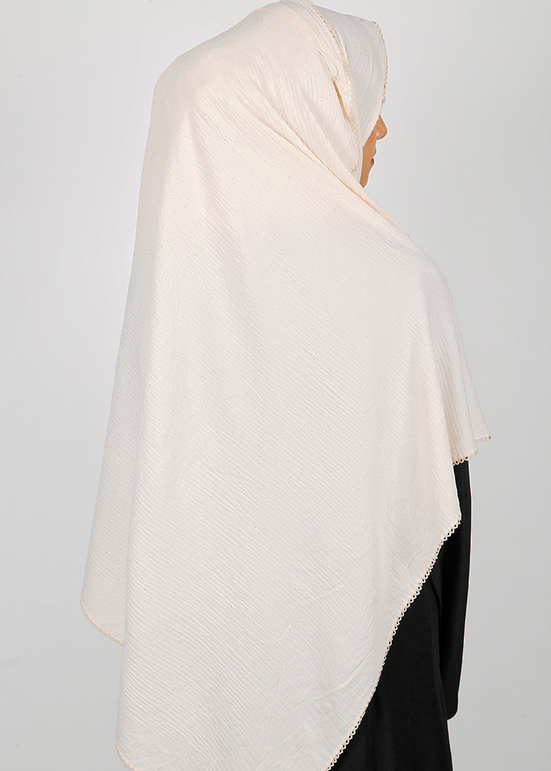 BeingMuslims Textured Sparkling Ivory Hijab
