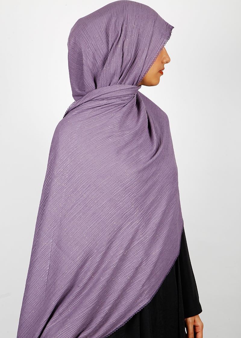 BeingMuslims Textured Sparkling Light Purple Hijab