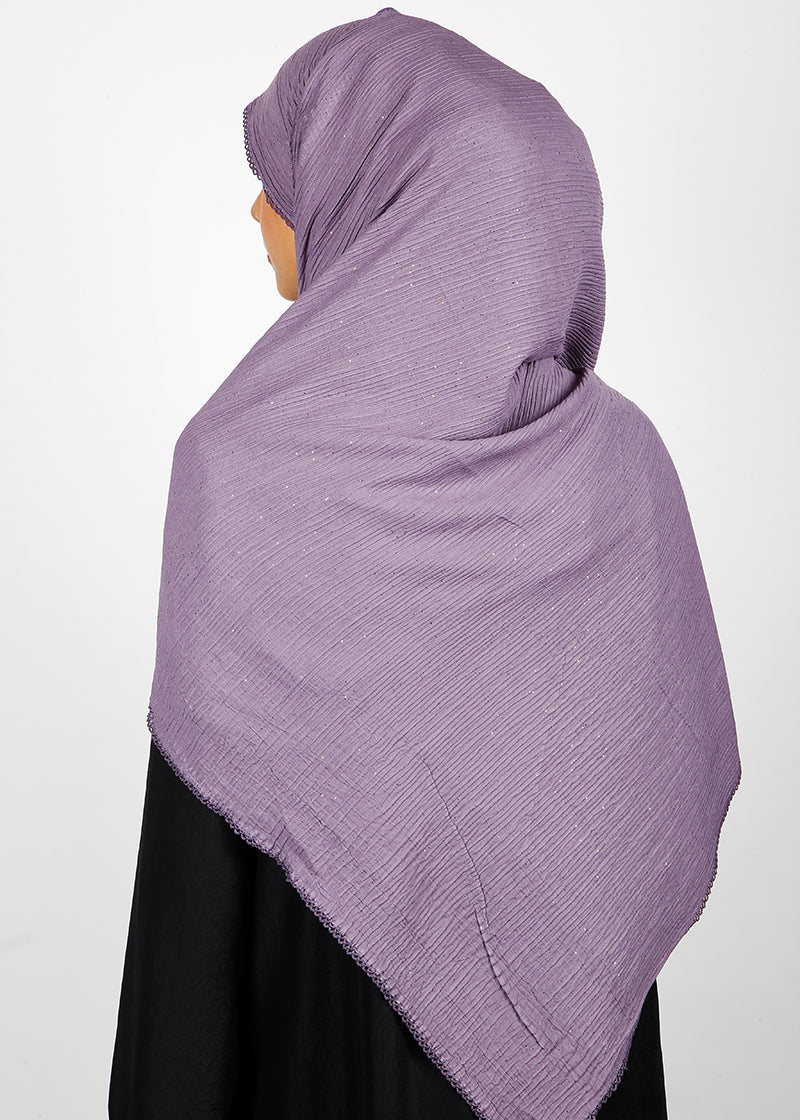 BeingMuslims Textured Sparkling Light Purple Hijab