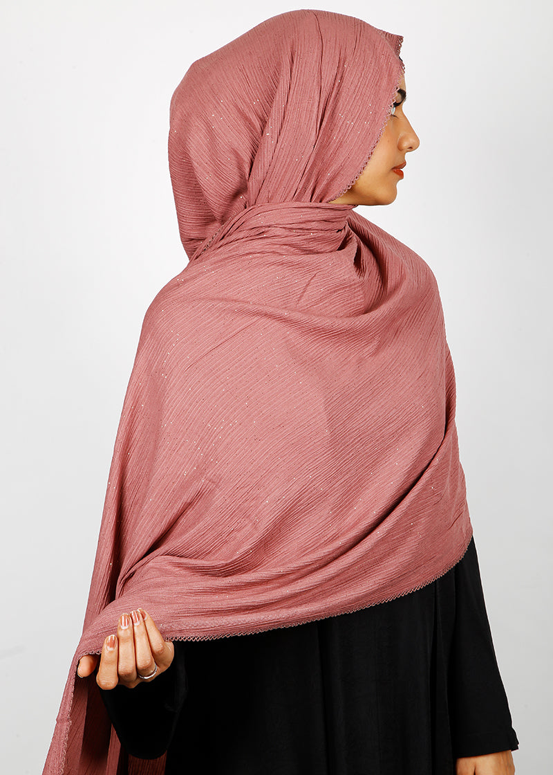 BeingMuslims Textured Sparkling Onion Pink Hijab