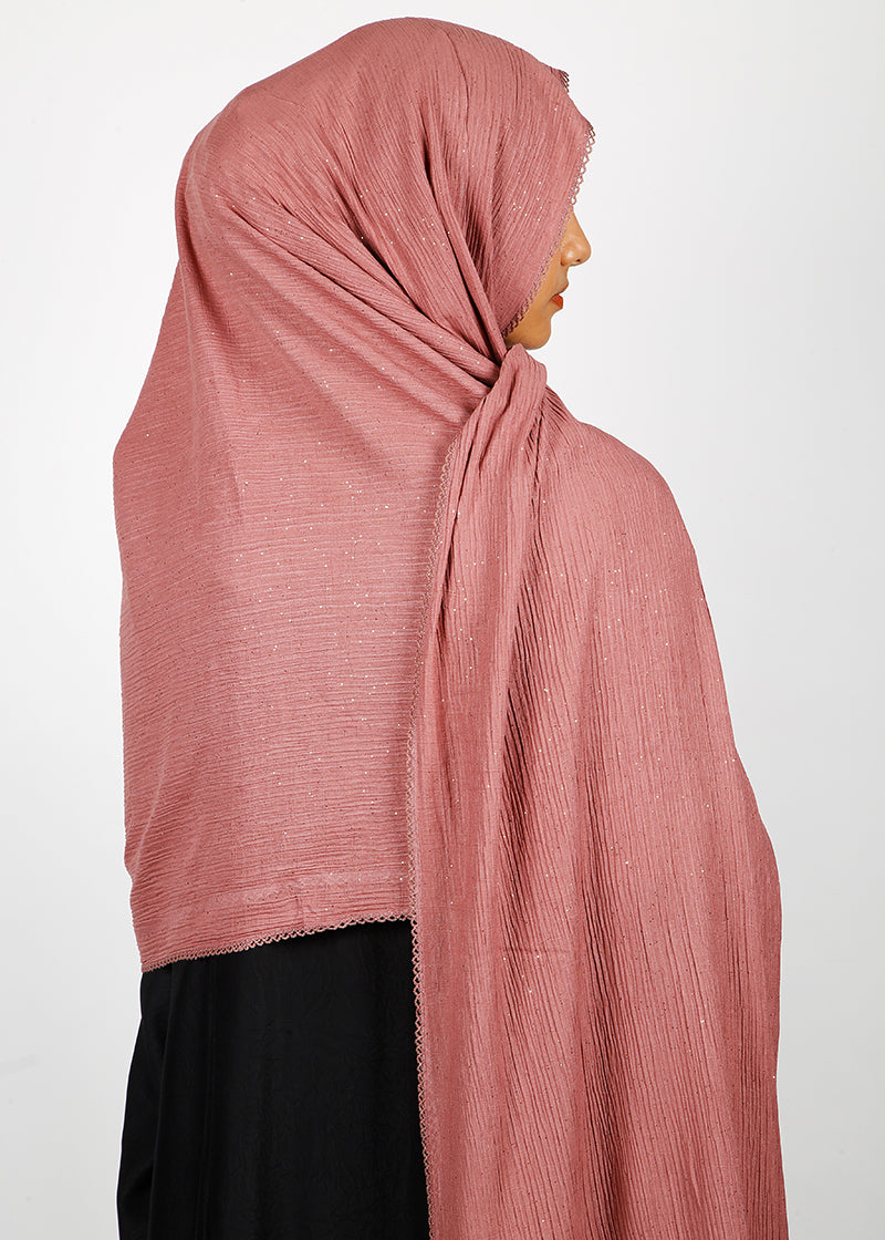 BeingMuslims Textured Sparkling Onion Pink Hijab