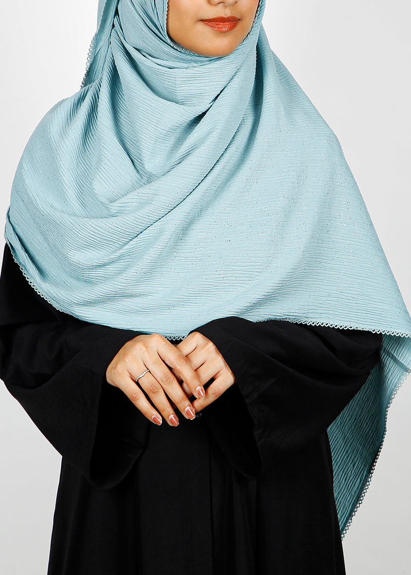 BeingMuslims Textured Sparkling Pale Blue Hijab