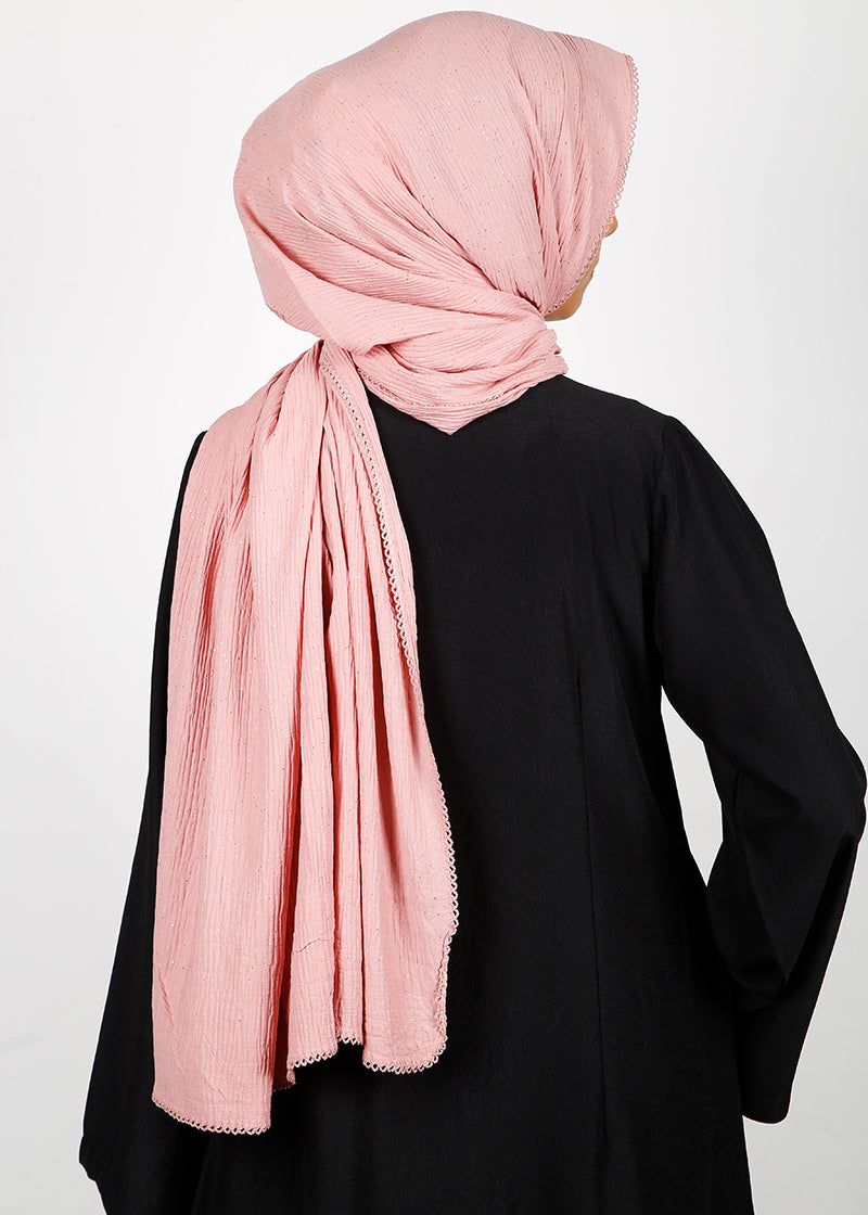 BeingMuslims Textured Sparkling Pink Hijab