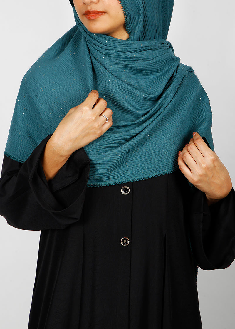 BeingMuslims Textured Sparkling Teal Blue Hijab
