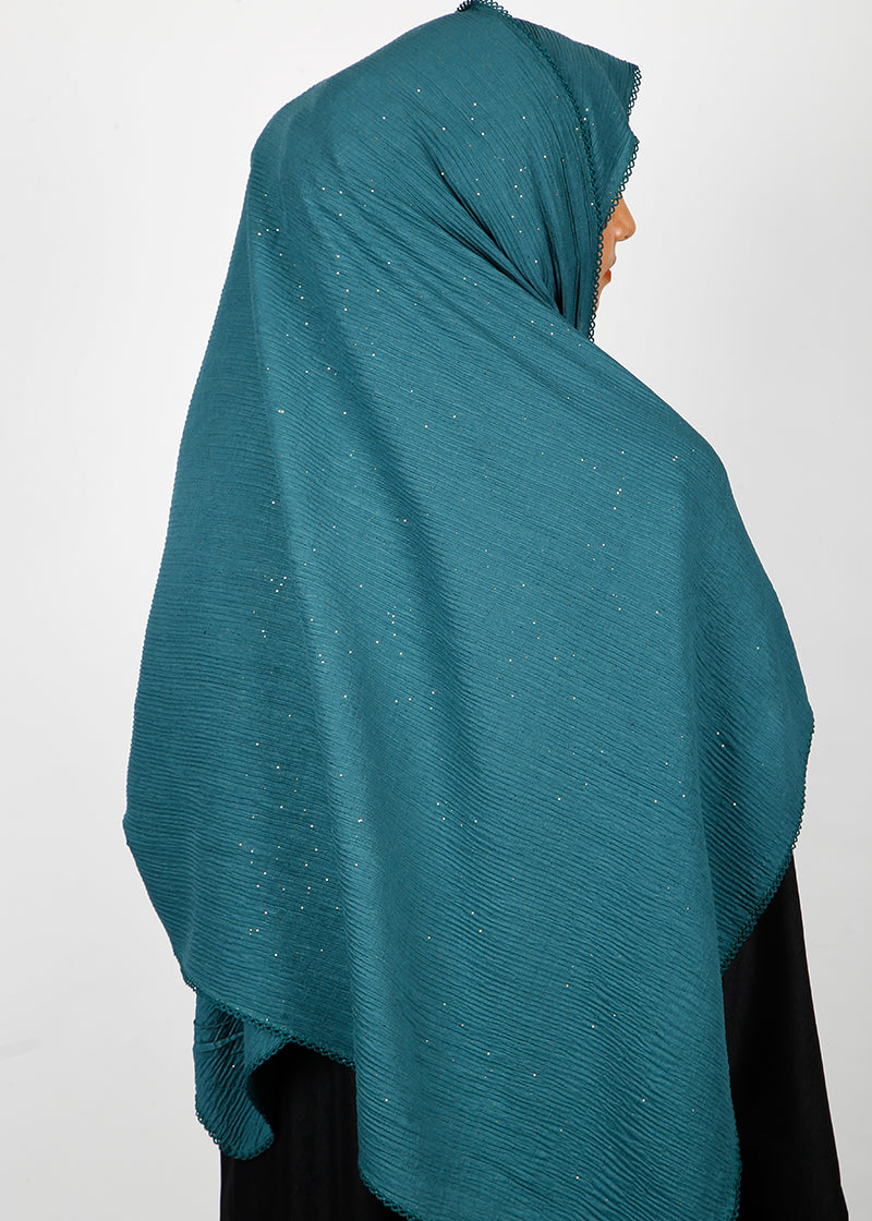 BeingMuslims Textured Sparkling Teal Blue Hijab