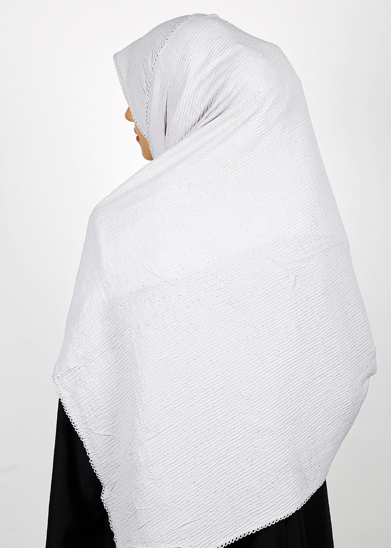 BeingMuslims Textured Sparkling Whitish Grey Hijab