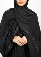 BeingMuslims Stylish Diamond Work Jersey Black Hijab