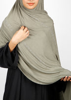 BeingMuslims Stylish Diamond Work Jersey Khaki Hijab