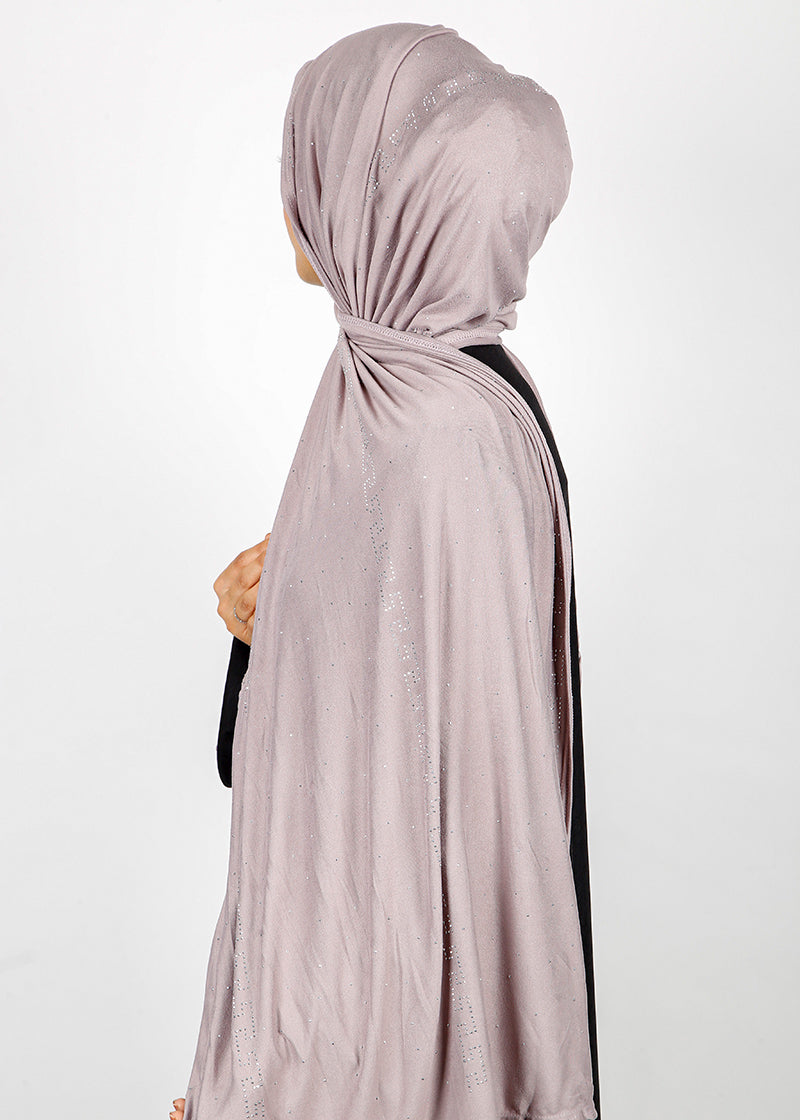 BeingMuslims Stylish Diamond Work Jersey Light Mauve Hijab