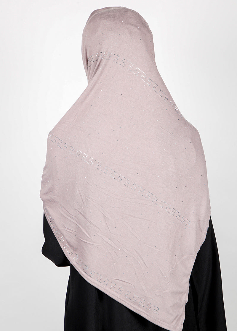 BeingMuslims Stylish Diamond Work Jersey Light Mauve Hijab