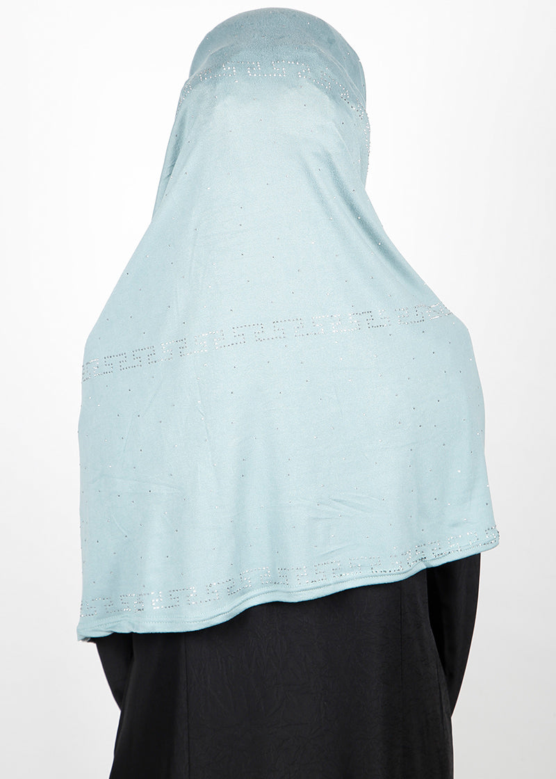 BeingMuslims Stylish Diamond Work Jersey Pale Blue Hijab