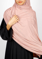 BeingMuslims Stylish Diamond Work Jersey Salmon Hijab