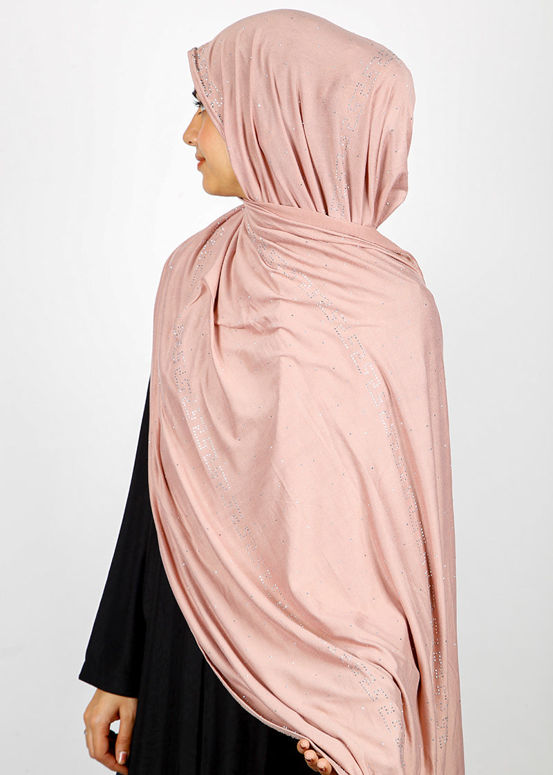 BeingMuslims Stylish Diamond Work Jersey Salmon Hijab