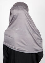 BeingMuslims Stylish Diamond Work Jersey Silver Grey Hijab