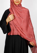 BeingMuslims Diamond Work Organza Brick Red Hijab