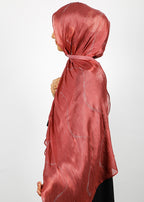 BeingMuslims Diamond Work Organza Brick Red Hijab