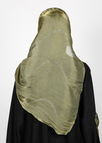 BeingMuslims Diamond Work Organza Olive Hijab