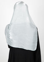 BeingMuslims Diamond Work Organza Silver Hijab