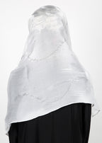 BeingMuslims Diamond Work Organza White Hijab