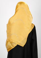 BeingMuslims Diamond Work Organza Yellow Hijab