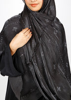 BeingMuslims Graceful Diamond Work Organza Black Hijab