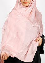 BeingMuslims Graceful Diamond Work Organza Blush Pink Hijab