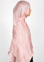 BeingMuslims Graceful Diamond Work Organza Blush Pink Hijab