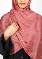 BeingMuslims Graceful Diamond Work Organza Brick Red Hijab