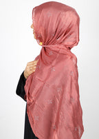BeingMuslims Graceful Diamond Work Organza Brick Red Hijab