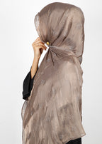 BeingMuslims Graceful Diamond Work Organza Bronze Hijab