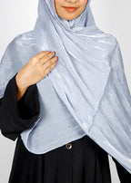 BeingMuslims Graceful Diamond Work Organza Light Blue Hijab