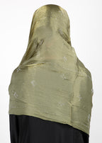 BeingMuslims Graceful Diamond Work Organza Sage Green Hijab