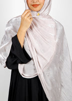 BeingMuslims Graceful Diamond Work Organza Silver Grey Hijab