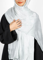 BeingMuslims Graceful Diamond Work Organza Silver Hijab