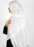 BeingMuslims Graceful Diamond Work Organza White Hijab