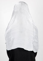 BeingMuslims Graceful Diamond Work Organza White Hijab