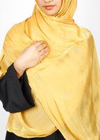 BeingMuslims Graceful Diamond Work Organza Yellow Hijab