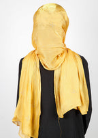 BeingMuslims Graceful Diamond Work Organza Yellow Hijab