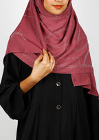 BeingMuslims Chic Diamond Work Chiffon Brick Red Hijab